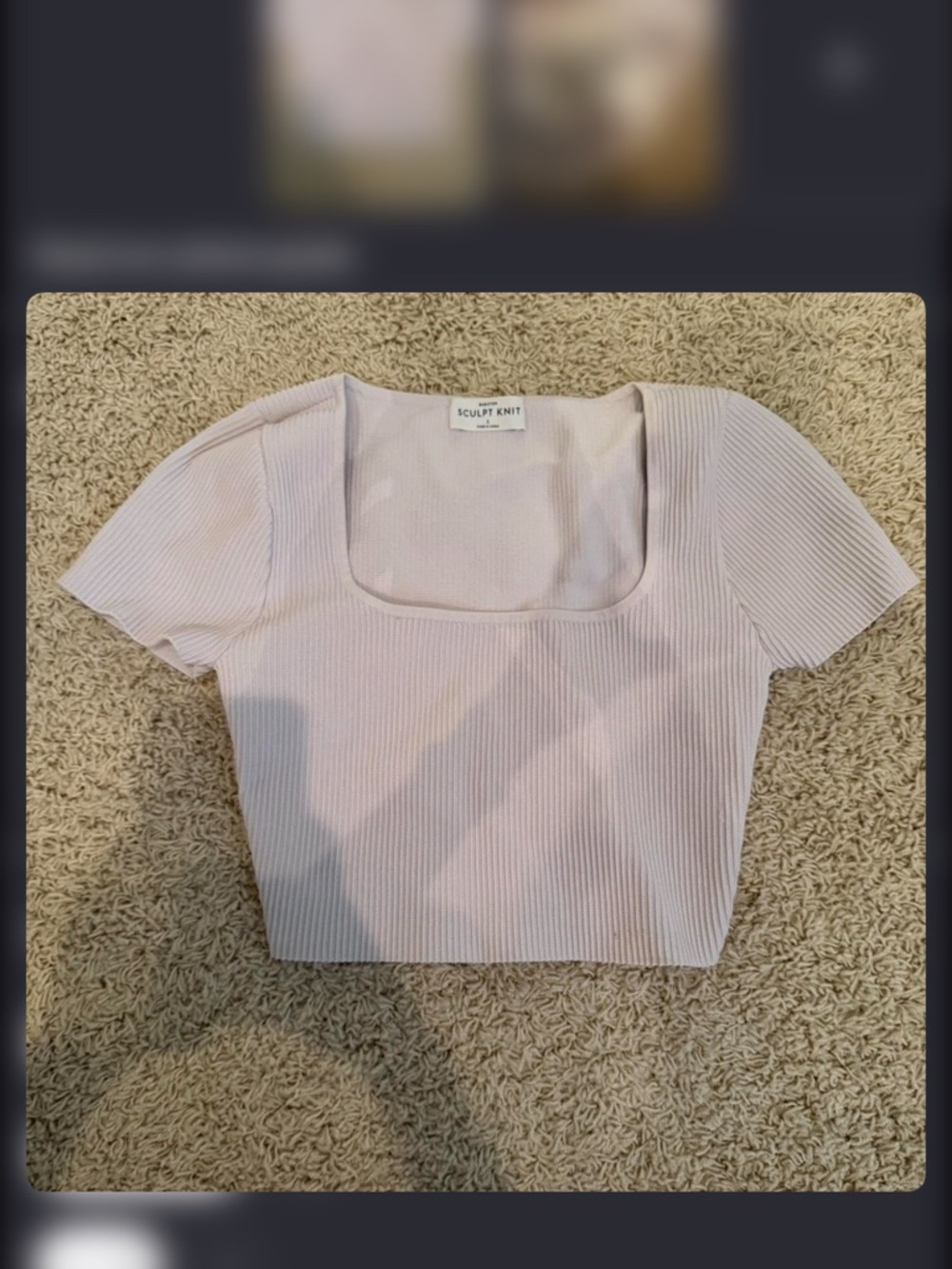 Aritzia Sculpt Knit Square Neck Ribbed Crop Top in Pale Pink